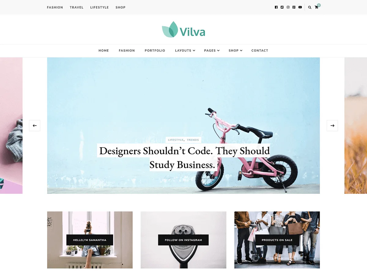 Vilva blog teması önizlemesi
