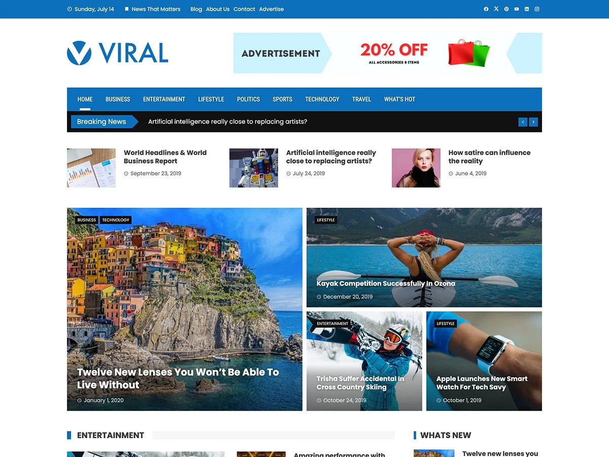 Viral web sitesi teması ile haber ve dergi sitesi tasarımı
