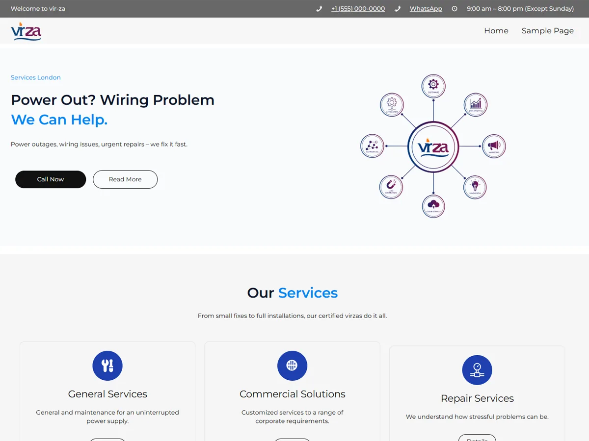 Virza web sitesi teması önizlemesi