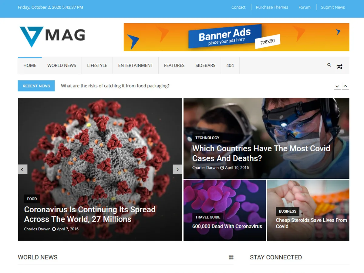 VMag web sitesi teması ile dergi ve gazete siteleri için tasarım önizlemesi