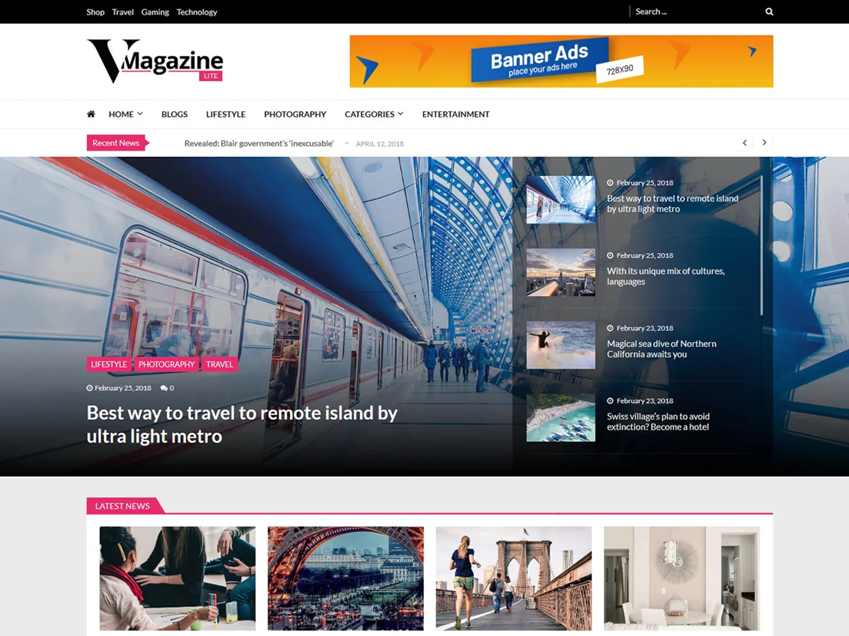 VMagazine Lite haber ve dergi web sitesi teması