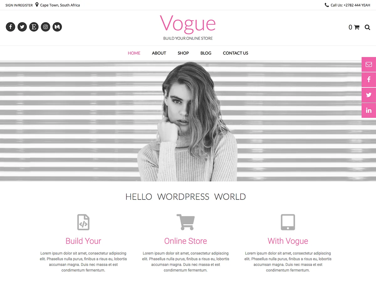 Vogue WordPress theme homepage preview