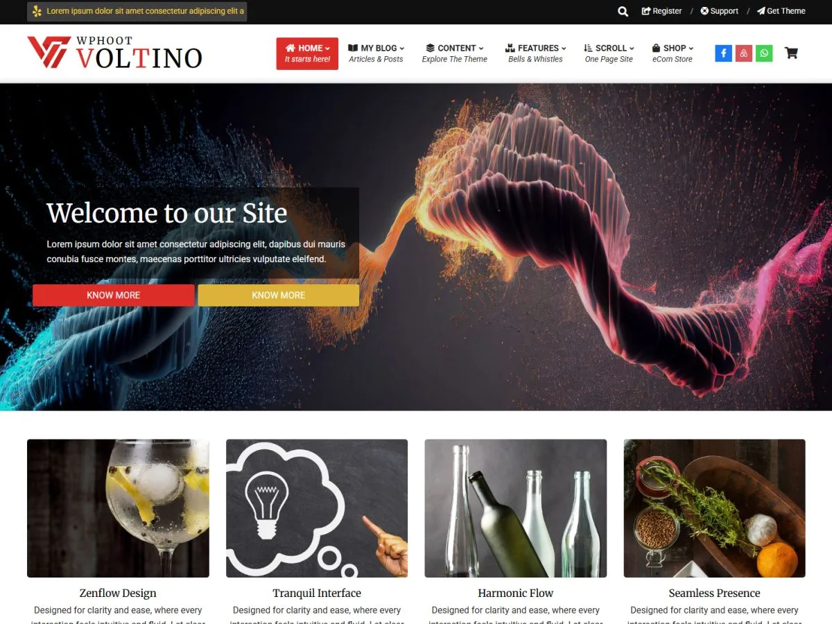 Voltino web sitesi teması önizlemesi