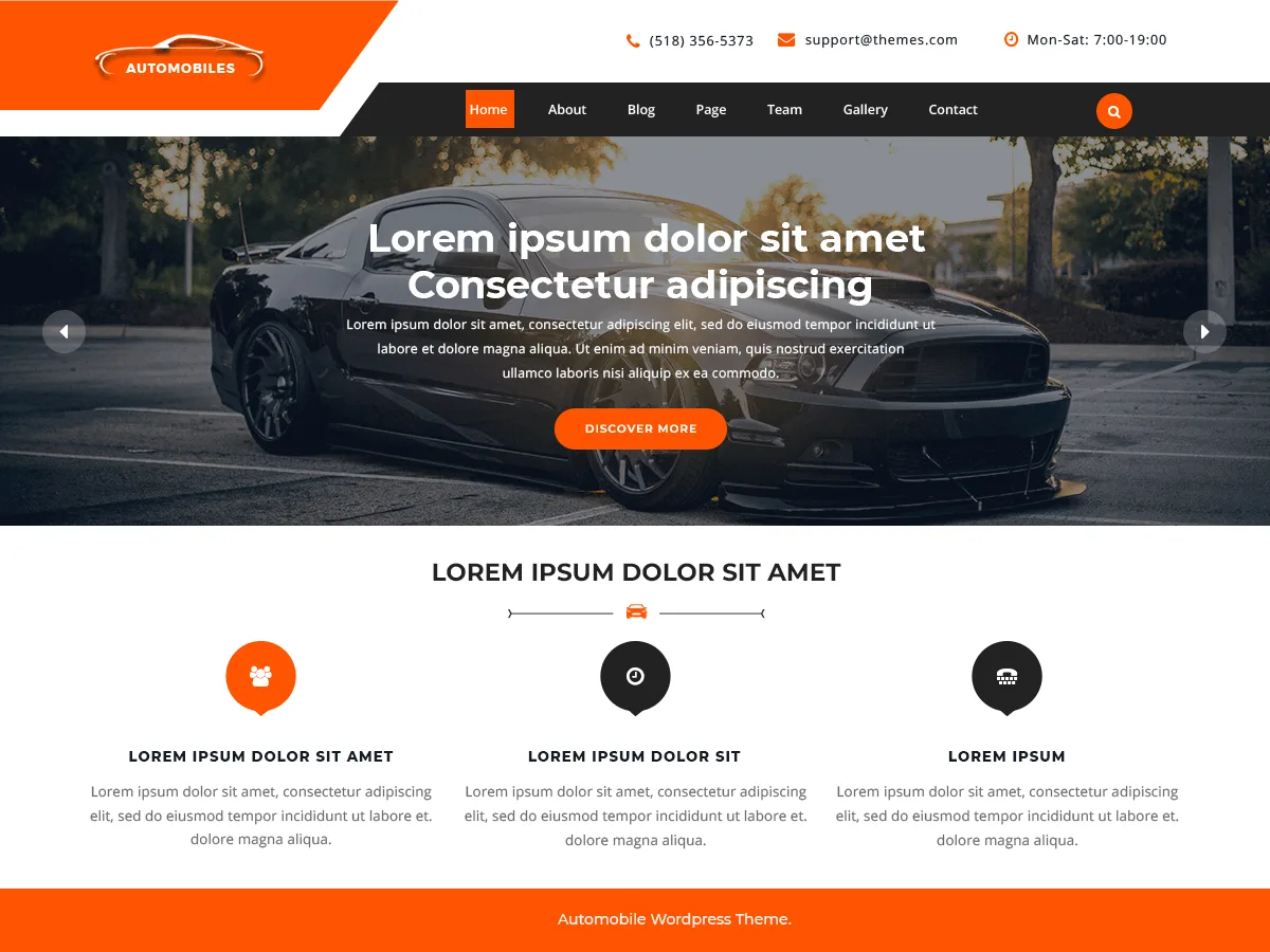 VW Automobile Lite web sitesi teması önizlemesi