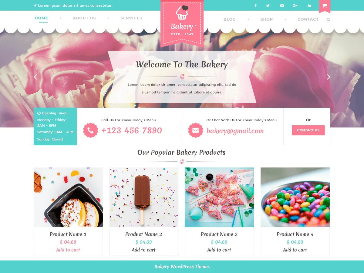 VW Bakery web sitesi teması ile fırın ve pastane işletmeleri için şık bir web sitesi tasarımı