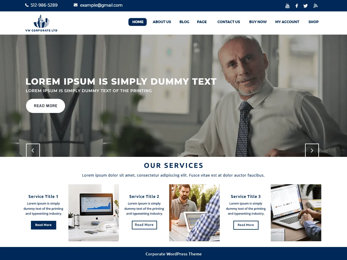 VW Corporate Lite web sitesi teması kurumsal bir web sitesi örneği