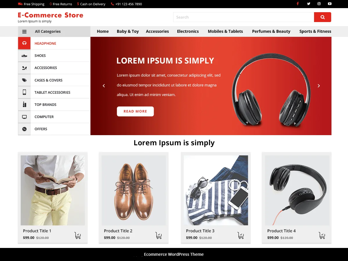 VW Ecommerce Shop web sitesi teması önizlemesi