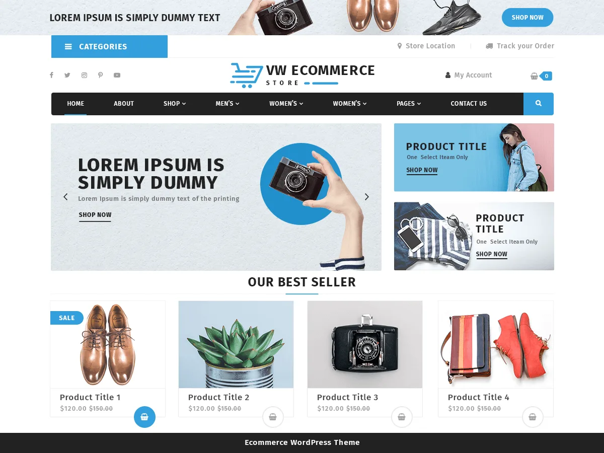 VW Ecommerce Store web sitesi teması vitrin görseli