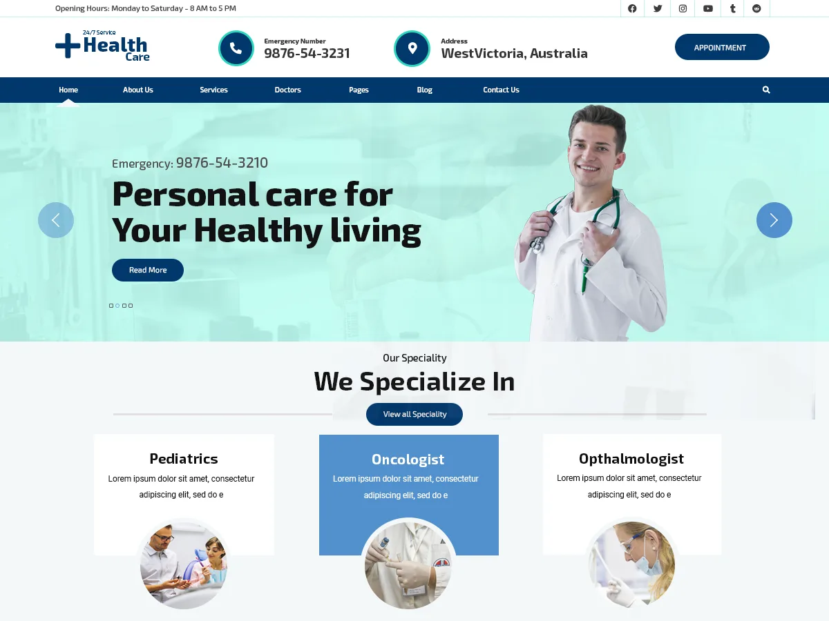 VW Healthcare sağlık web sitesi teması önizlemesi