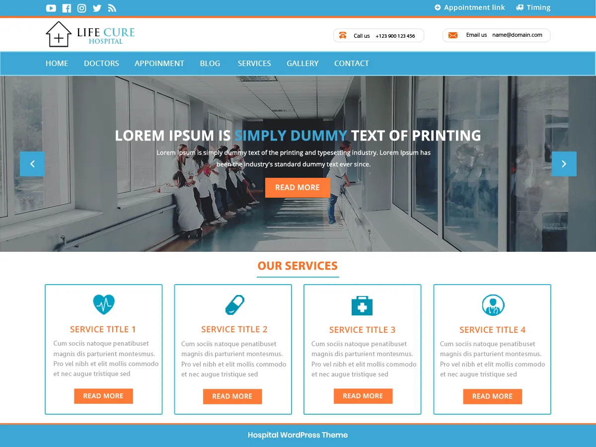 VW Hospital Lite web sitesi teması önizlemesi