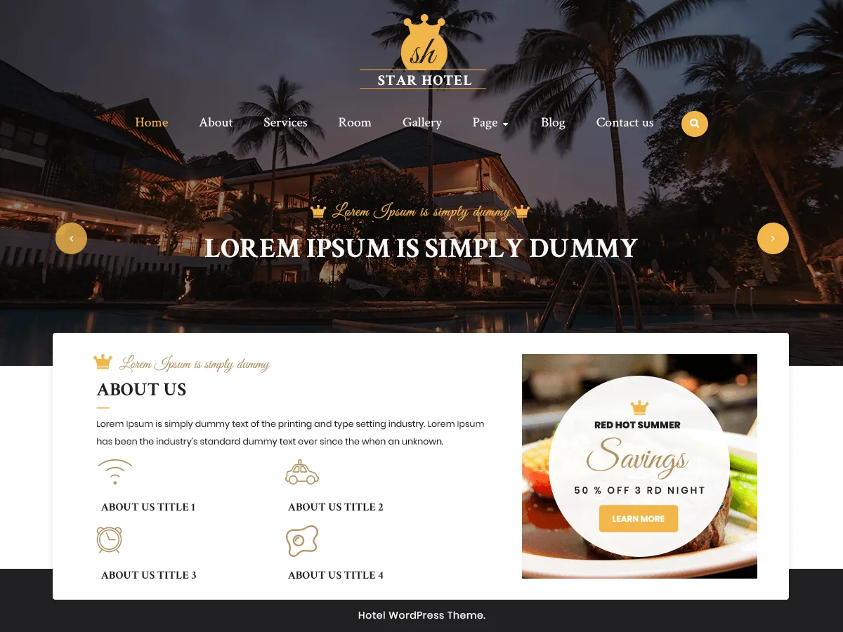 VW Hotel web sitesi teması önizlemesi