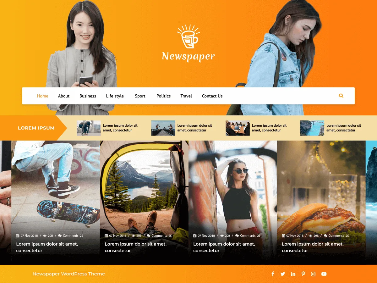 VW Newspaper web sitesi teması önizlemesi