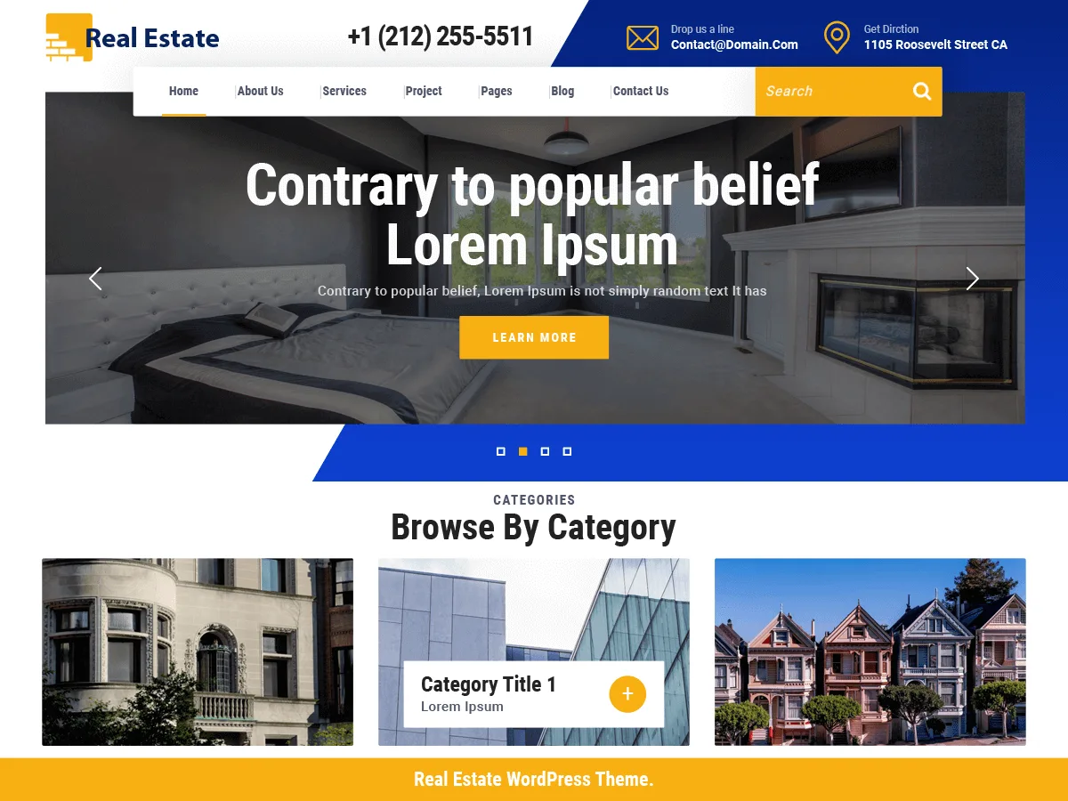 VW Real Estate emlak web sitesi teması önizlemesi