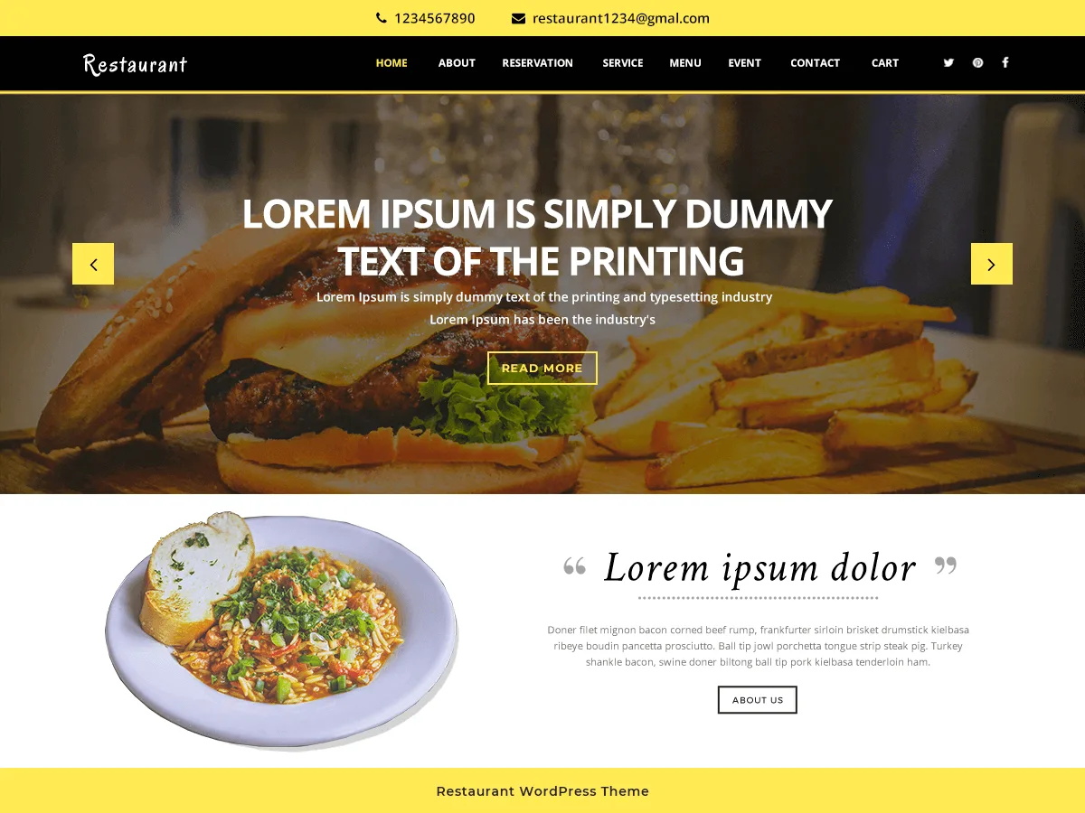VW Restaurant Lite web sitesi teması önizlemesi