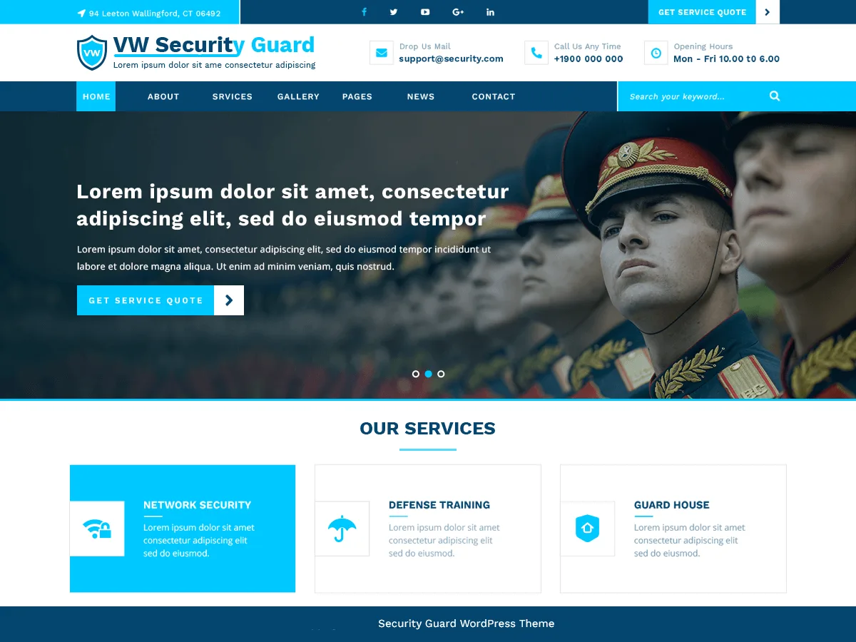 VW Security Guard web sitesi teması önizlemesi