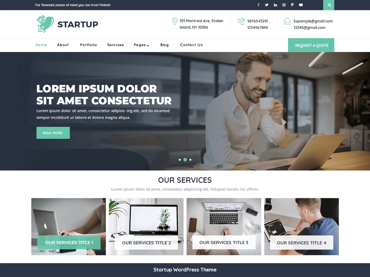 VW Startup web sitesi teması önizlemesi