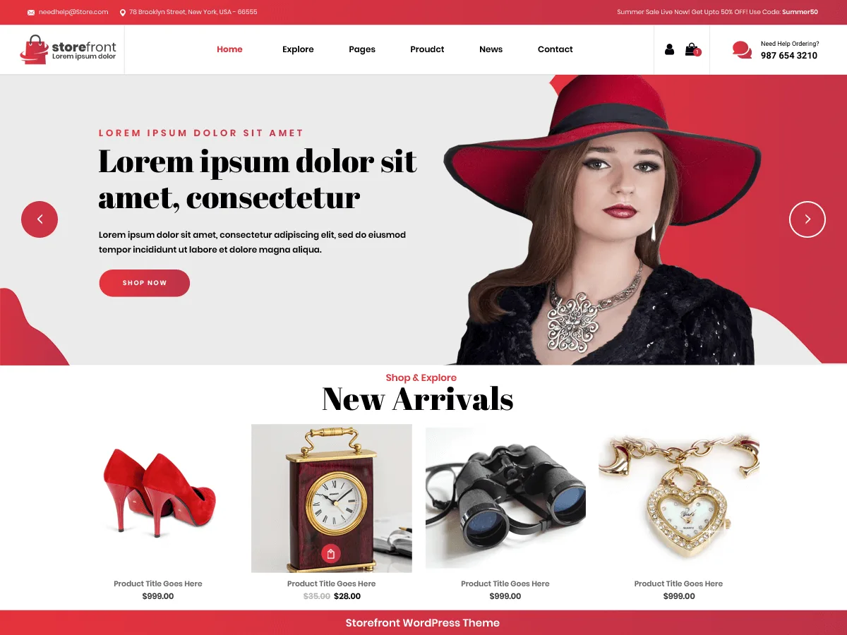 VW Storefront web sitesi teması ile oluşturulmuş modern bir e-ticaret sitesi görünümü