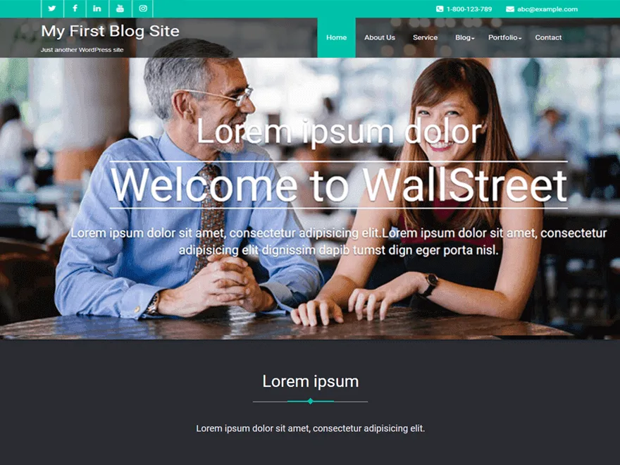 Wallstreet web sitesi teması örnek görünümü