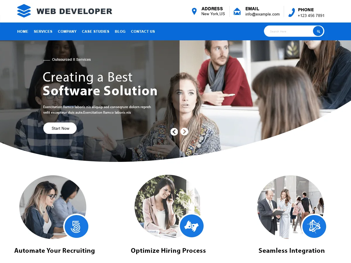 Web Developer teması ile tasarlanmış profesyonel bir web sitesi görünümü
