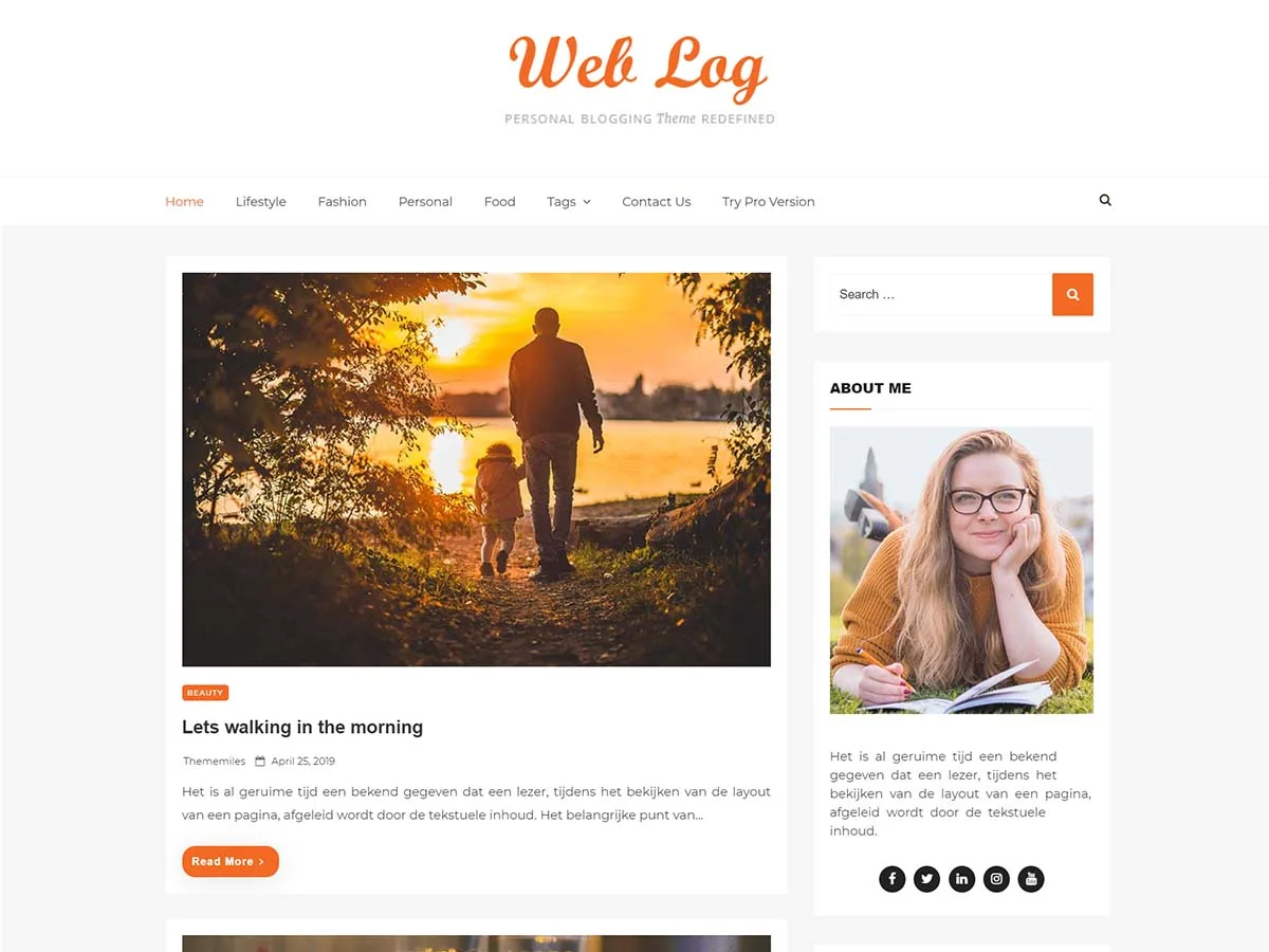 Web Log temasının sade ve okunaklı blog tasarımı