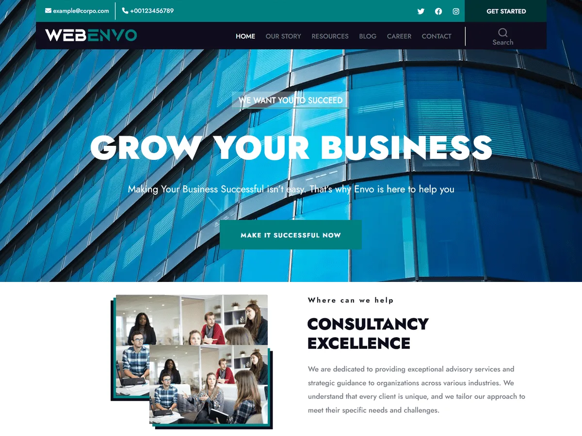 Webenvo web sitesi teması