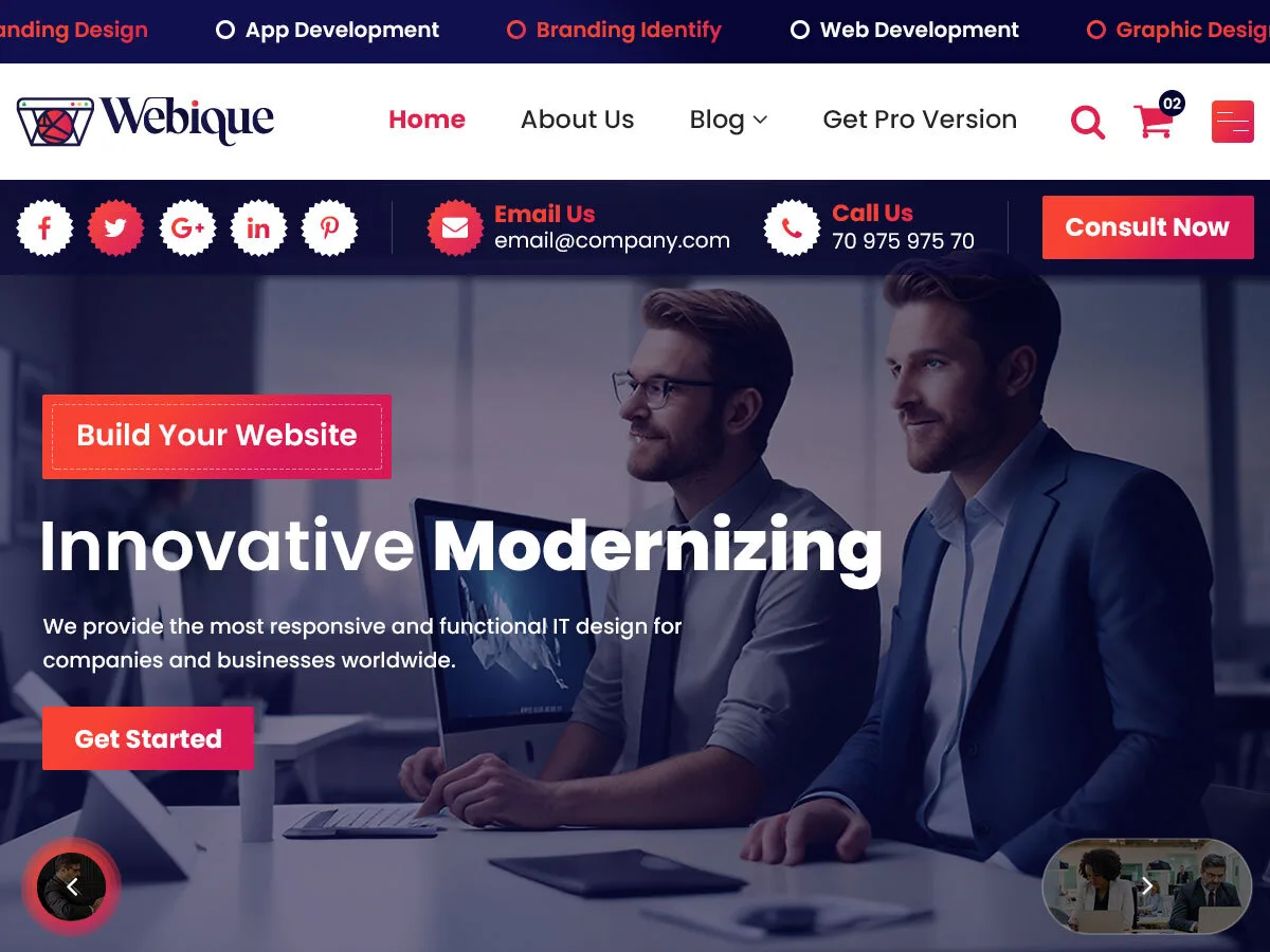 Webique web sitesi teması önizlemesi