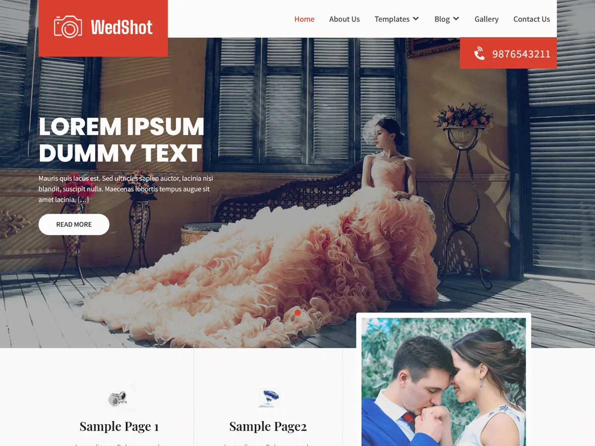 Wedshot düğün fotoğrafçılığı web sitesi teması