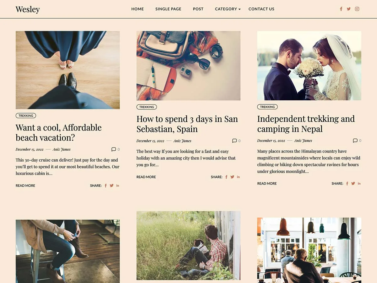 Wesley web sitesi temasının modern ve duyarlı tasarımı