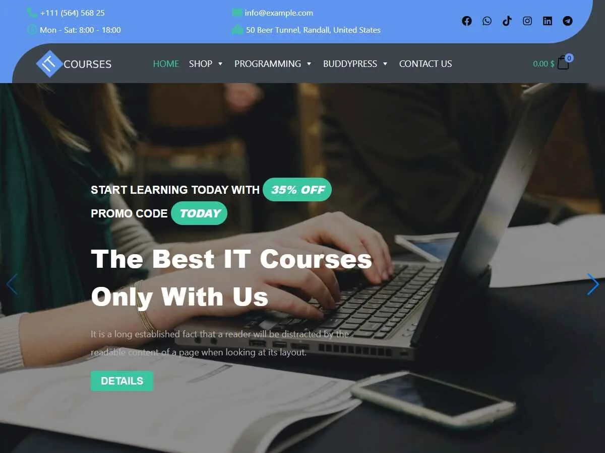 wp it courses eğitim teması önizlemesi