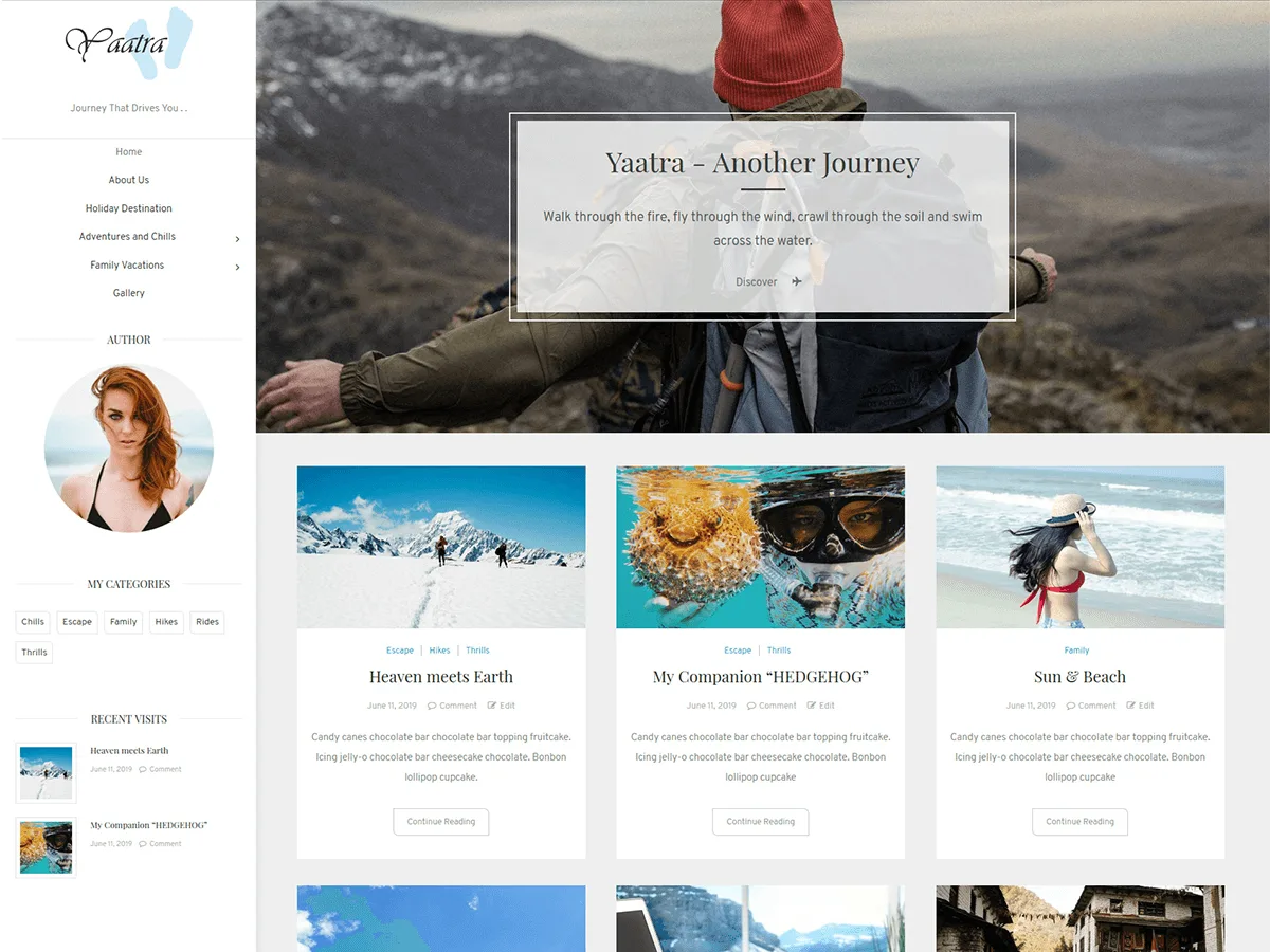 Yaatra web sitesi teması önizlemesi