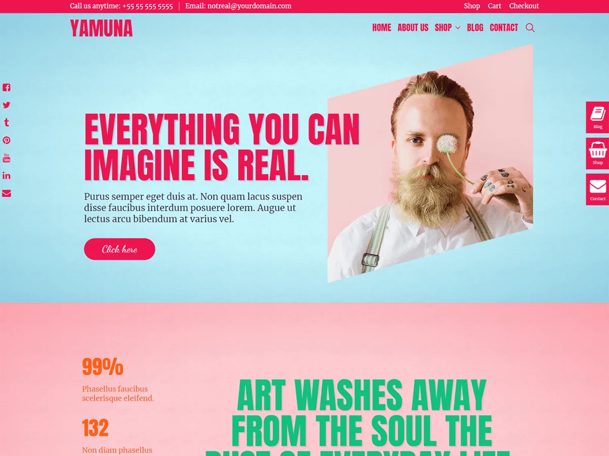 Yamuna web sitesi teması ile modern ve çok amaçlı bir site tasarımı