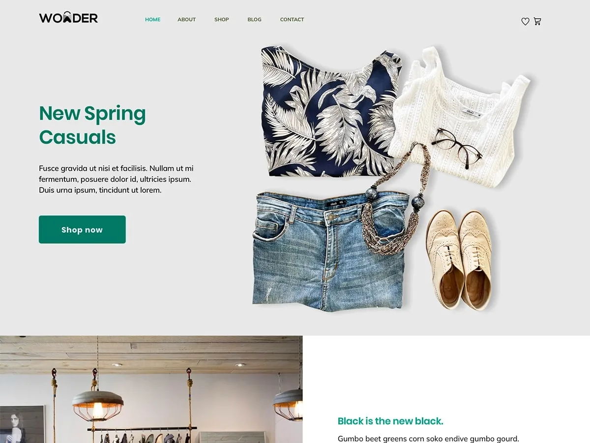 YITH Wonder web sitesi teması ile oluşturulmuş modern bir web sitesi görünümü