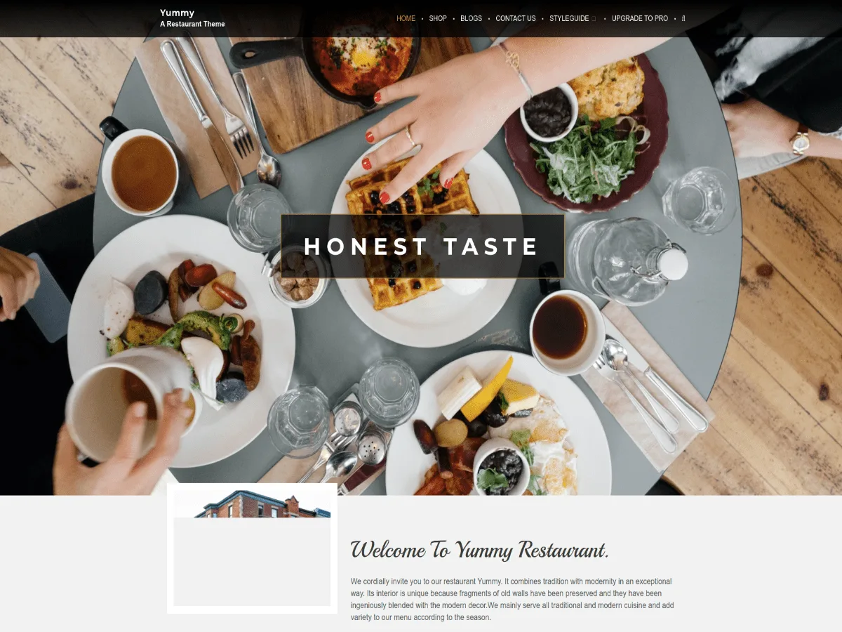 Yummy restoran web sitesi teması görseli
