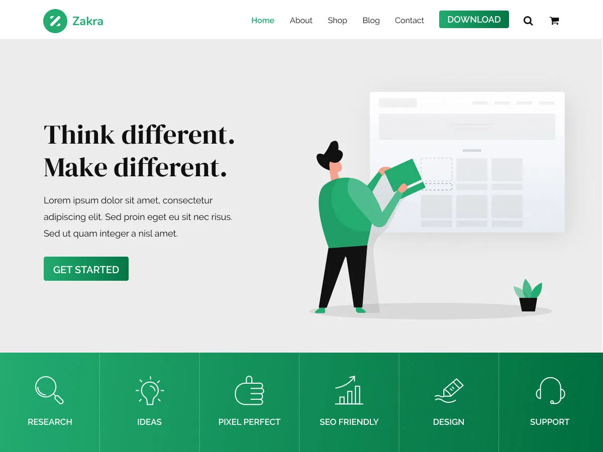 Zakra çok amaçlı web sitesi teması