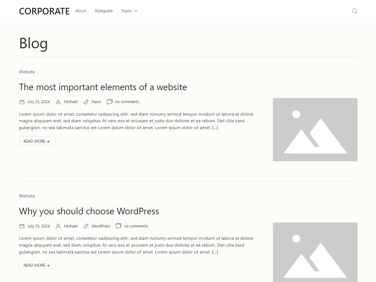ZMT Corporate kurumsal web sitesi teması önizlemesi