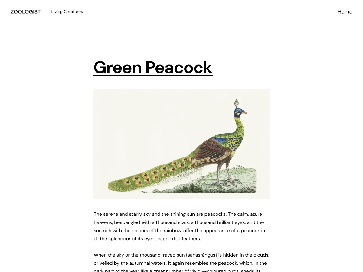 Zoologist blog teması önizlemesi